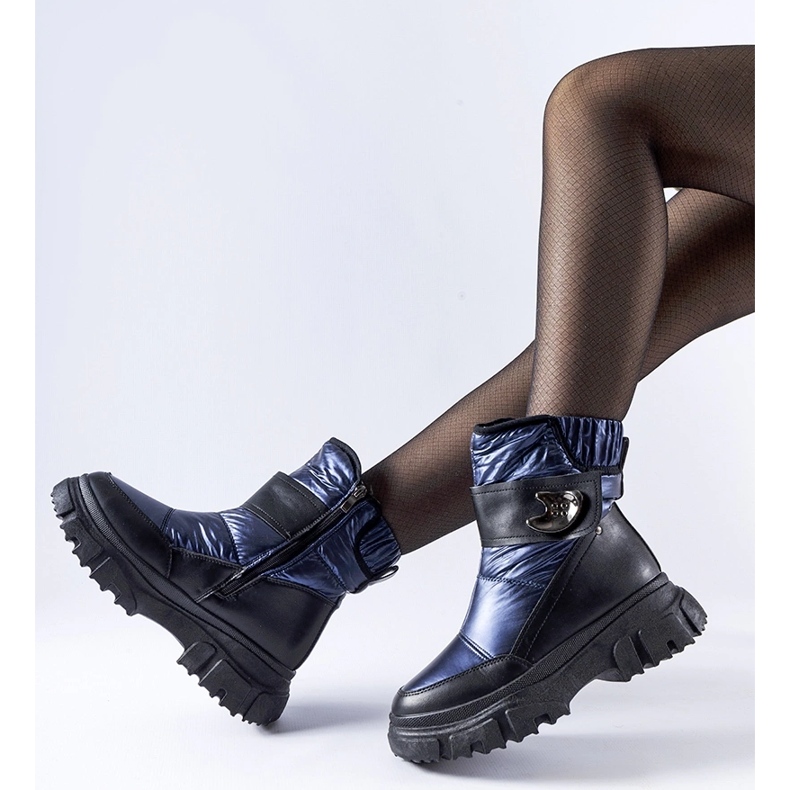 Námořnicky modré a černé zateplené sněhule Mejia modrý 1