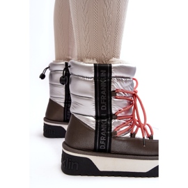 D.Franklin Dámské sněhové boty na tlusté veganské podráždě d.franlin dfsh371006 stříbro stříbrný 3