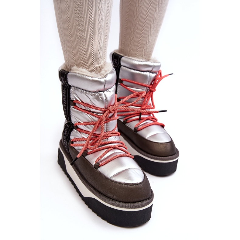 D.Franklin Dámské sněhové boty na tlusté veganské podráždě d.franlin dfsh371006 stříbro stříbrný 4