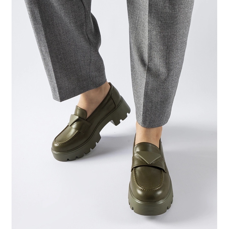 Zelené mokasíny s masivní podrážkou Eligio zelená 2