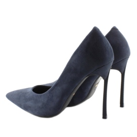 Elegantní lodičky na originálním podpatku 5051 Navy námořnická modř 2