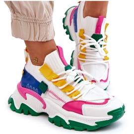 Seastar Dámské nazouvací ponožkové tenisky, bílé a zelené bílý 4