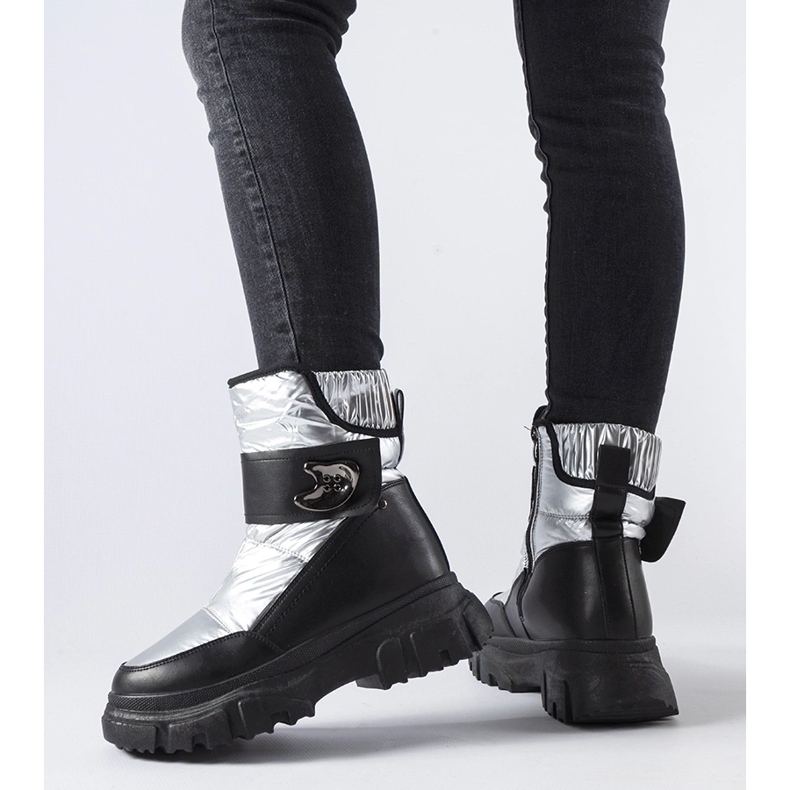 Šedé zateplené sněhule Mejia stříbrný 1