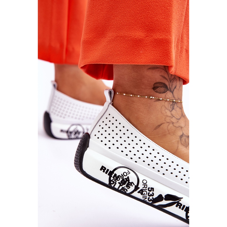 S.Barski Kožené prolamované nazouvací tenisky White Gedra bílý 4