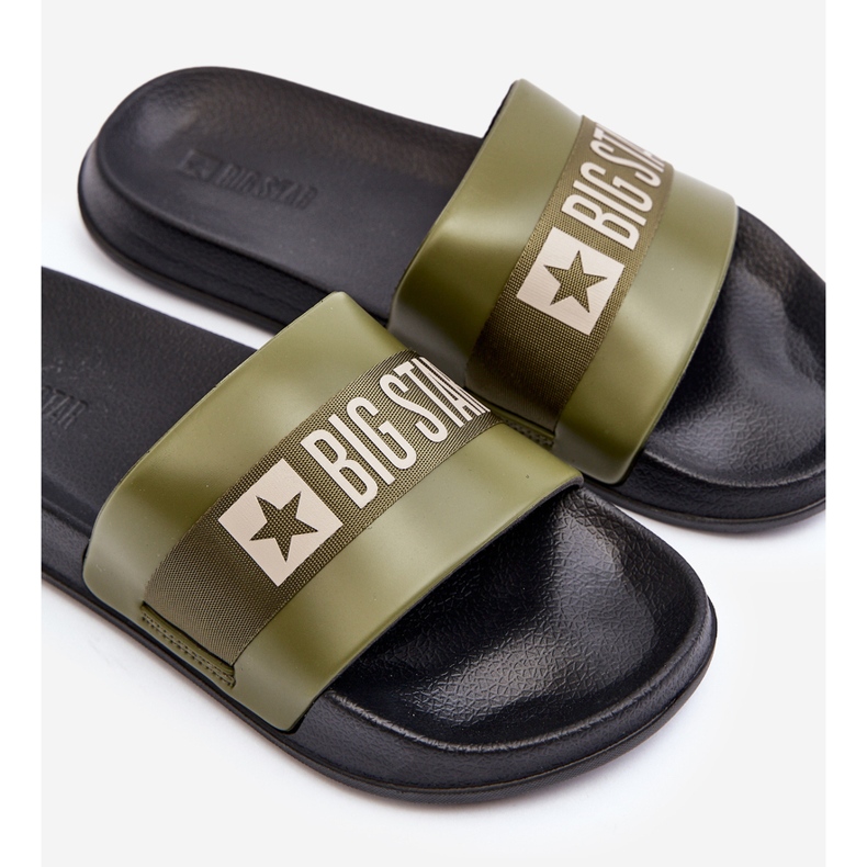 Pánské klasické žabky Big Star LL174458 Khaki zelený 1
