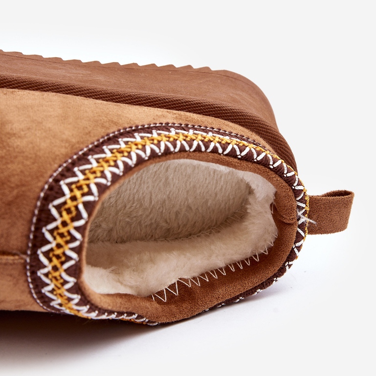 Pantofle se silnou podrážkou z eko-semišu Camel Sylva hnědý 1