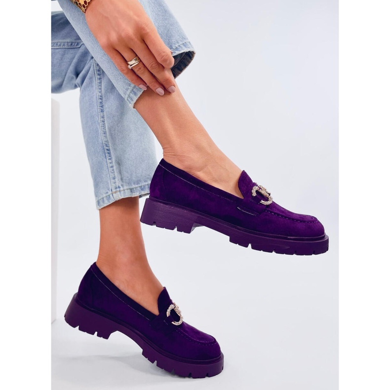 Semišové mokasíny Karins Purple s přezkou fialová 2