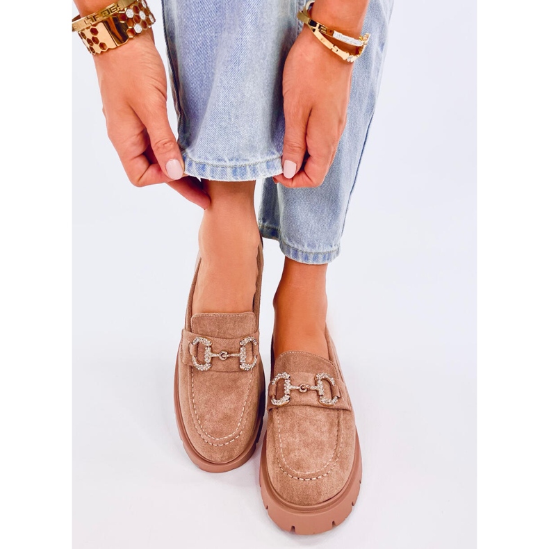 Karins Khaki semišové mokasíny s přezkou béžový 1 Karins Khaki semišové mokasíny s přezkou béžový 1