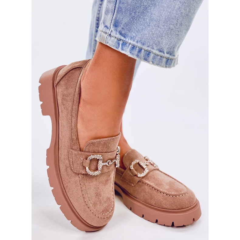 Karins Khaki semišové mokasíny s přezkou béžový 2 Karins Khaki semišové mokasíny s přezkou béžový 2