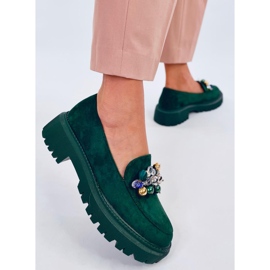 Platformové mokasíny s krystaly Dollin Green zelený 1