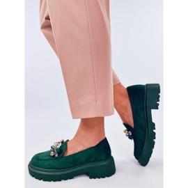 Platformové mokasíny s krystaly Dollin Green zelený 2