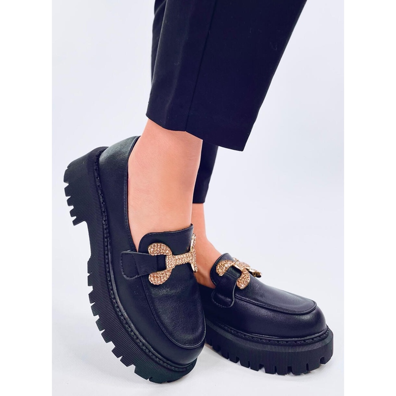 Celozrnné mokasíny na platformě Buess Black černá 2