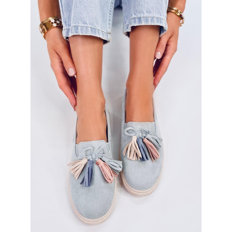 Šedé střapcové mokasíny Krauss modrý 1