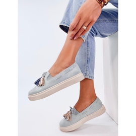 Šedé střapcové mokasíny Krauss modrý 2