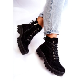 S.Barski Semišové kotníkové boty Trapper s černým prošíváním černá 4 S.Barski Semišové kotníkové boty Trapper s černým prošíváním černá 4