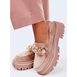 Mokasíny Heidi Khaki s krystaly béžový 2