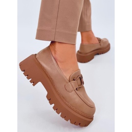 Kalhoty na platformě Elken Khaki béžový 1