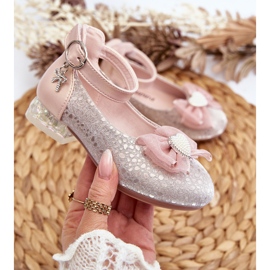 Dětské balerínky s mašlí růžové barvy Nanthea růžový 2 Dětské balerínky s mašlí růžové barvy Nanthea růžový 2