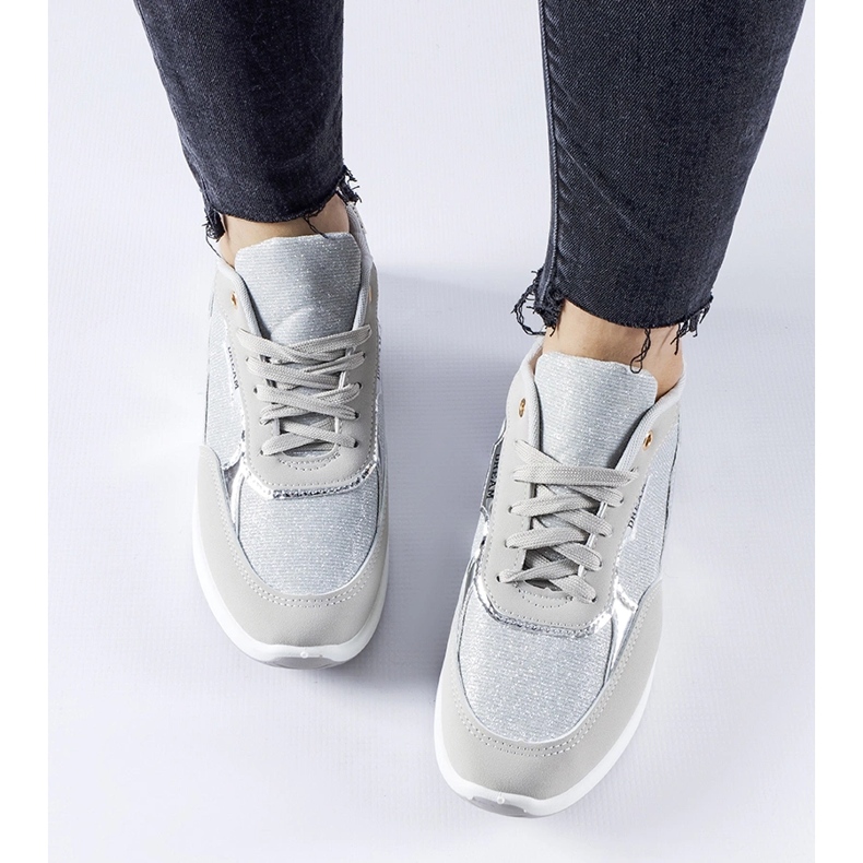 Šedé třpytivé tenisky od Roganzuolo šedá 1