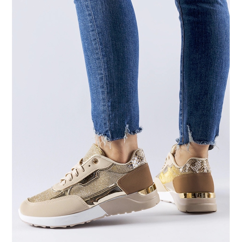 Béžové třpytivé tenisky značky Roganzuolo béžový 1