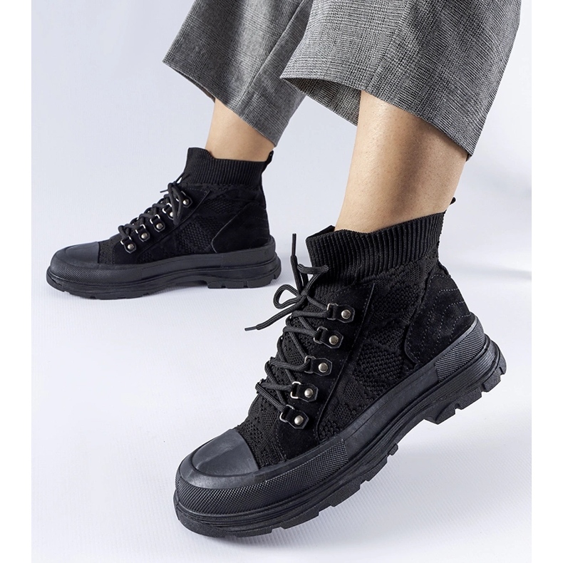 Černé vysoké látkové tenisky Casalma černá 1