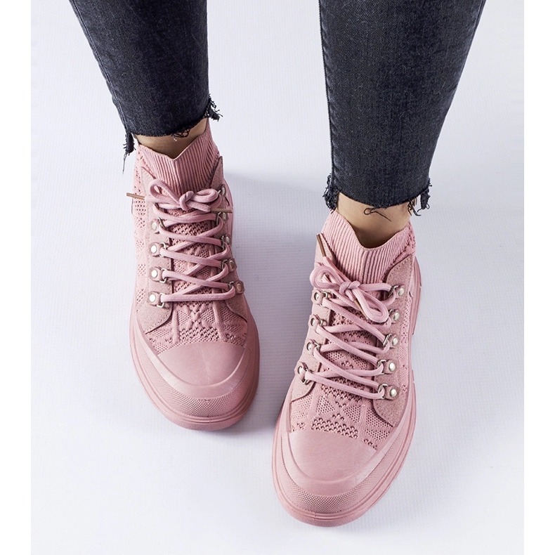 Růžové vysoké látkové tenisky Casalma růžový 1