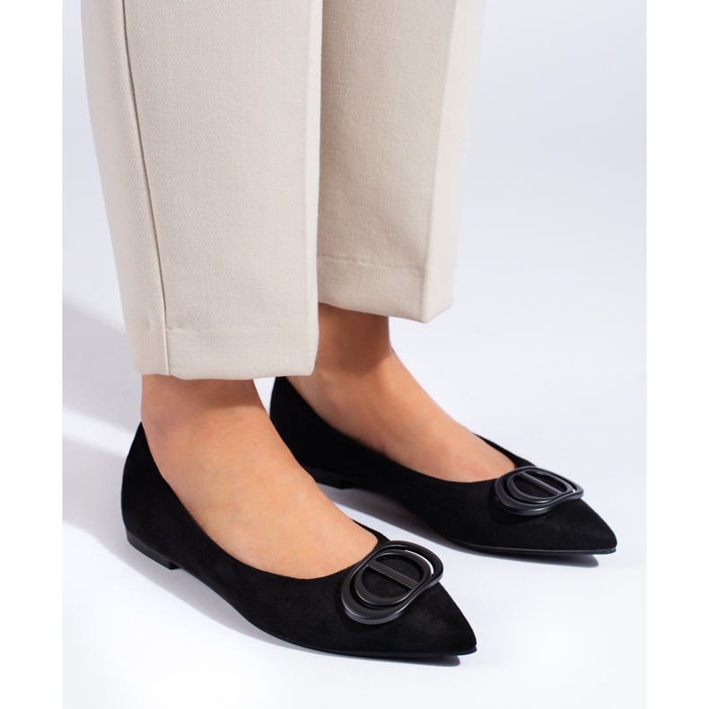 Seastar Semišové baleríny se zdobením černá 1