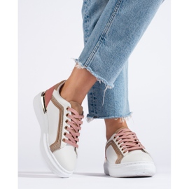 Dámské bílé tenisky Shelovet se třpytkami béžový 2