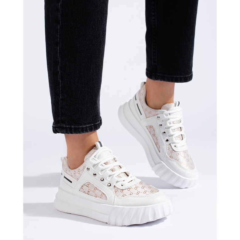 Bílé dámské sportovní boty se silnou podrážkou bílý 2 Bílé dámské sportovní boty se silnou podrážkou bílý 2