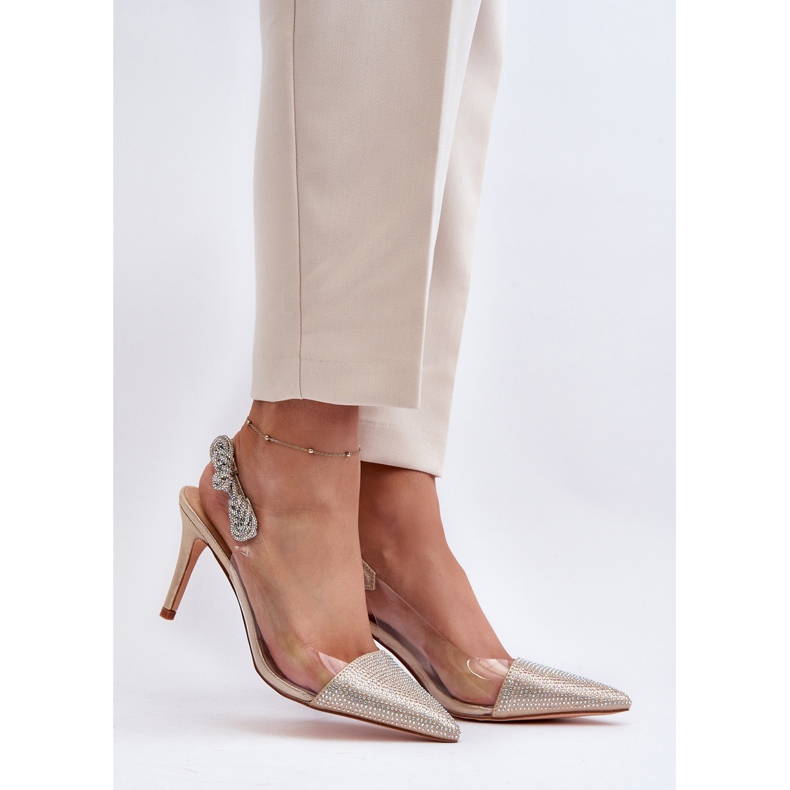 D&amp;A MR1966-11 Zlaté zdobené vysoké podpatky zlatý 2