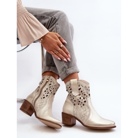 Zazoo 3394 Dámské prolamované boty na vysokém podpatku, zlaté zlatý 1