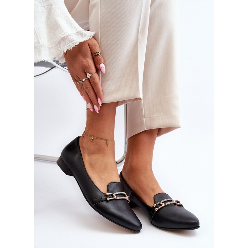 Zazoo 2885 Kožené balerínky s ozdobou, černá 1