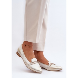 Zazoo 2885 kožené balerínky se zlatým a bílým zdobením 2