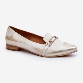 Zazoo 2885 kožené balerínky se zlatým a bílým zdobením 1