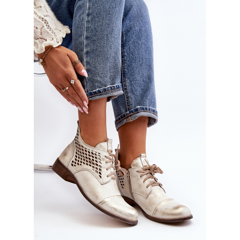 Zazoo 2878 dámské nízké prolamované kožené kotníkové boty, stříbrná stříbrný 2 Zazoo 2878 dámské nízké prolamované kožené kotníkové boty, stříbrná stříbrný 2