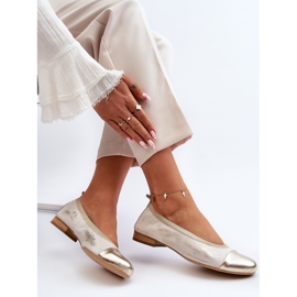 Zazoo 2890 Gumové zlaté kožené baleríny zlatý 1