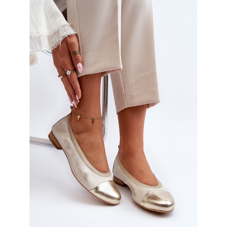 Zazoo 2890 Gumové zlaté kožené baleríny zlatý 2