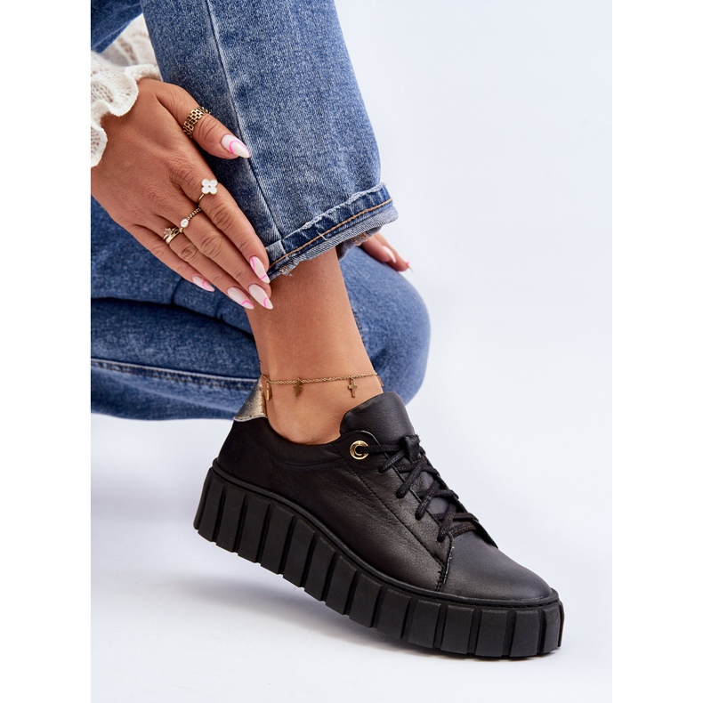 Dámská kožená obuv Zazoo 2919 se silnou podrážkou, černá 1