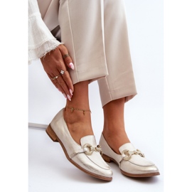 Dámské kožené mokasíny Zazoo 2880 se zlatým zdobením 2