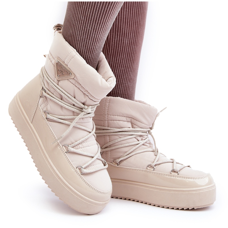 Seastar Dámské sněhule na platformě se šněrováním, béžové béžový 6