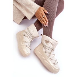 Seastar Dámské sněhule na platformě se šněrováním, béžové béžový 3