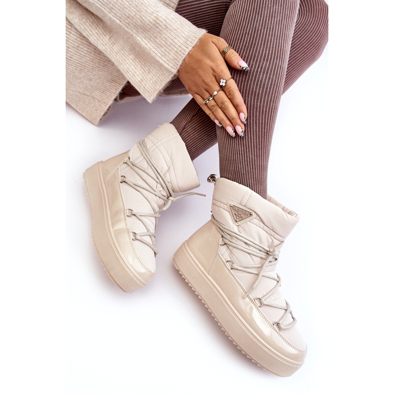 Seastar Dámské sněhule na platformě se šněrováním, béžové béžový 3