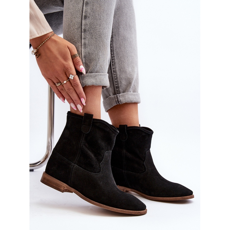 Zazoo 2326 Dámské semišové nazouvací kotníkové boty, černá 1