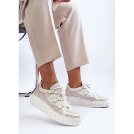 Dámská kožená sportovní obuv na platformě M01/1 Zazoo světle béžová béžový 2