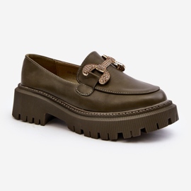 Dámské mokasíny s ozdobou, tmavě zelené gargi zelená 1