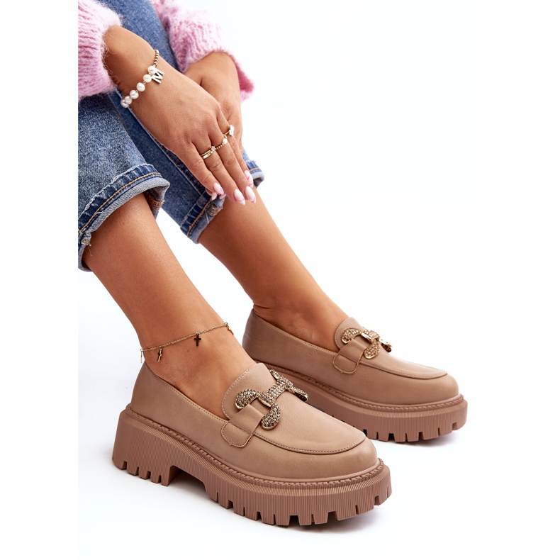 Dámské mokasíny s ozdobou, tmavě béžové Gargi béžový 1