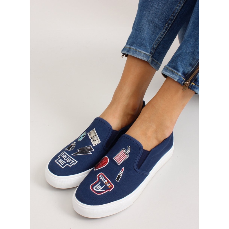 Tenisky nazouvací s výšivkou NB102P Dark Blue námořnická modř 1