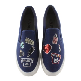 Tenisky nazouvací s výšivkou NB102P Dark Blue námořnická modř 2