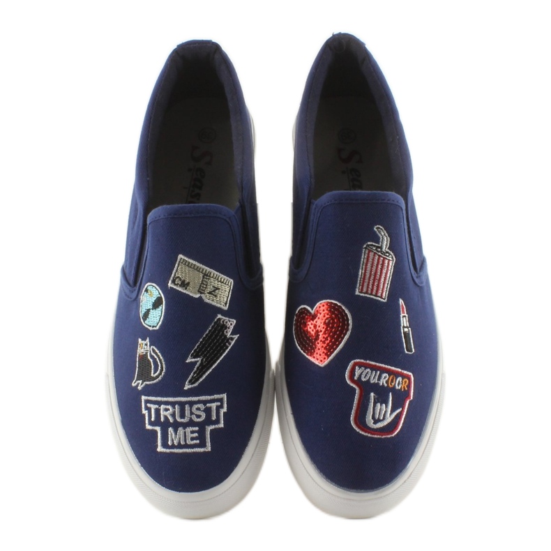 Tenisky nazouvací s výšivkou NB102P Dark Blue námořnická modř 2