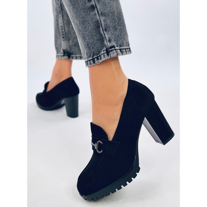 Desira Black mokasíny na vysokém podpatku černá 2